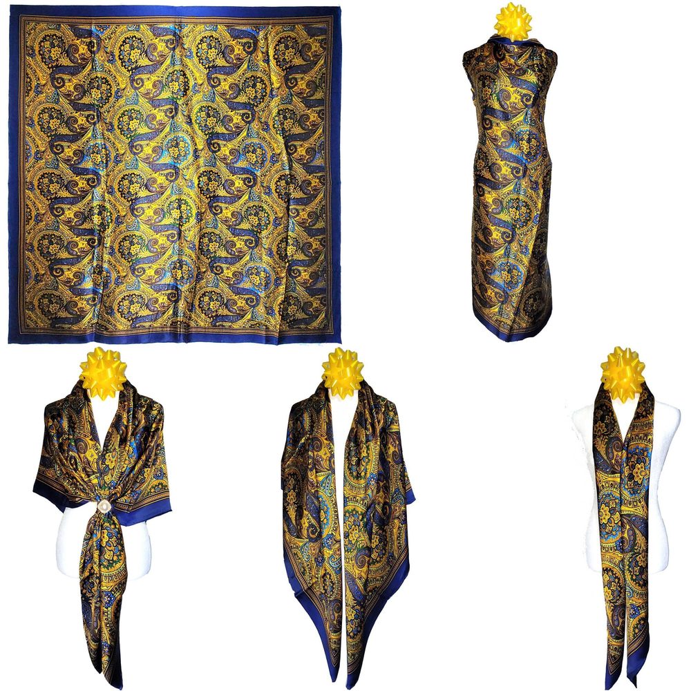 NWT Genuine 100% Mulberry Silk Satin Scarf 53"x53" Large Square Shawl 51201